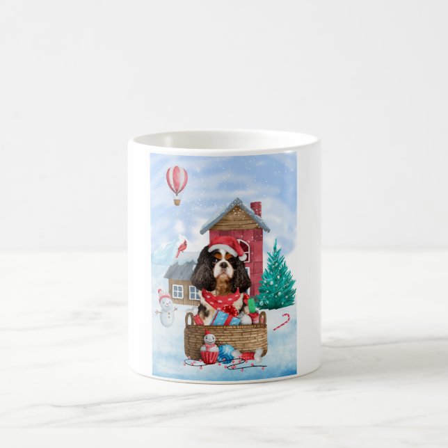 Cavalier King Hund I snö Jul Hund Hus Kaffemugg (Center)