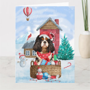 Cavalier King Hund I snö Jul Hund Hus Kort