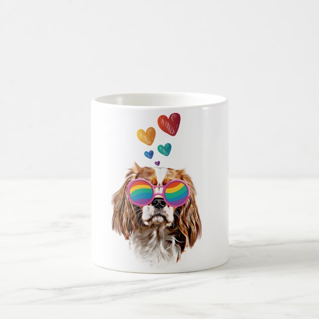 Cavalier King Hund med Hjärtan Alla Hjärtans Dag  Kaffemugg (Center)