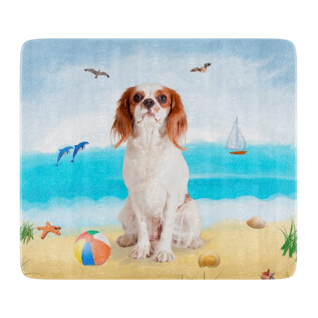 Cavalier King Hund på Strand (Framsidan)