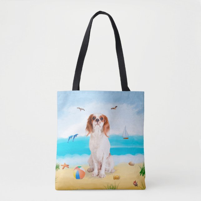 Cavalier King Hund på Strand Tygkasse (Framsida)