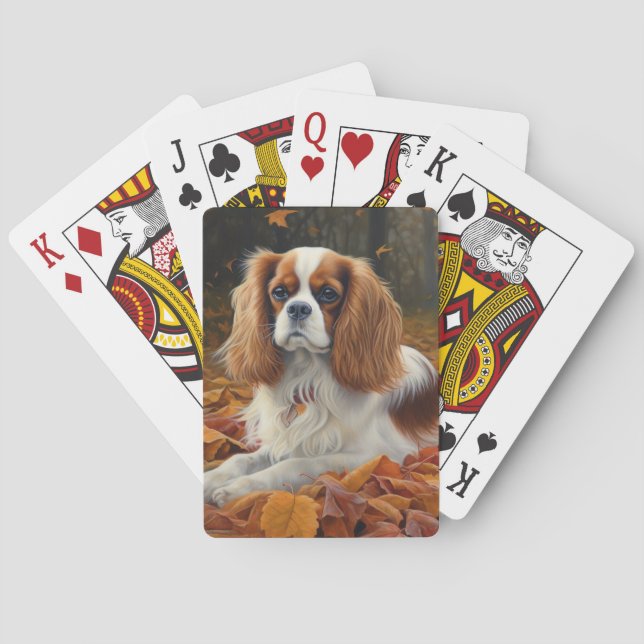 Cavalier King  i höstlöv Fall Inspirerar Casinokort (Baksidan)