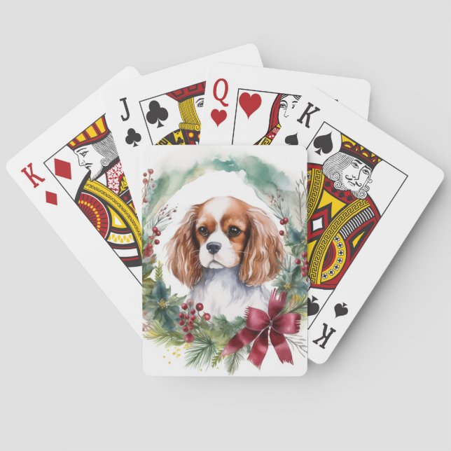 Cavalier King Julkrans Festive Valp Casinokort (Baksidan)