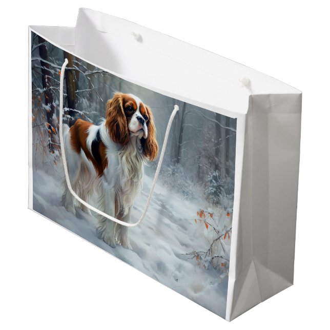 Cavalier King Låt det snöa Jul Borstad (Framsidan Vinklad)