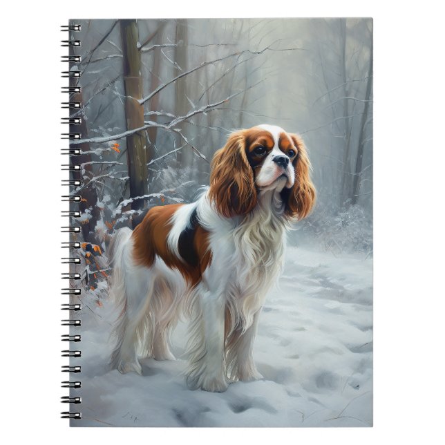 Cavalier King Låt det snöa Jul Borstad Anteckningsbok (Framsidan)