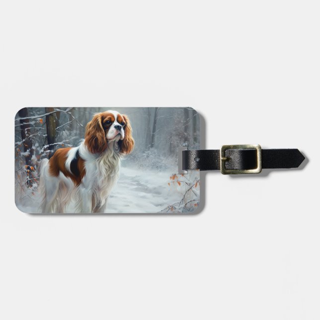Cavalier King Låt Det Snöa Jul Borstad Bagagebricka (Horisontell Framsida)