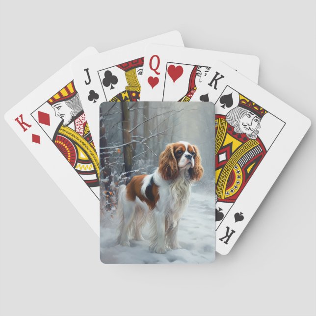 Cavalier King Låt Det Snöa Jul Borstad Casinokort (Baksidan)