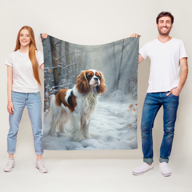 Cavalier King Låt Det Snöa Jul Borstad Fleecefilt (På plats)