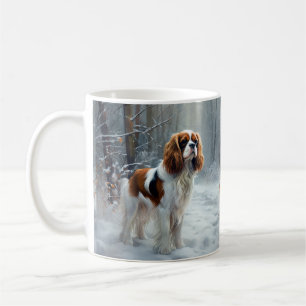 Cavalier King Låt Det Snöa Jul Borstad Kaffemugg