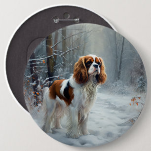 Cavalier King Låt Det Snöa Jul Borstad Knapp