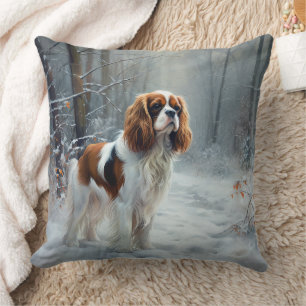 Cavalier King Låt Det Snöa Jul Borstad Kudde