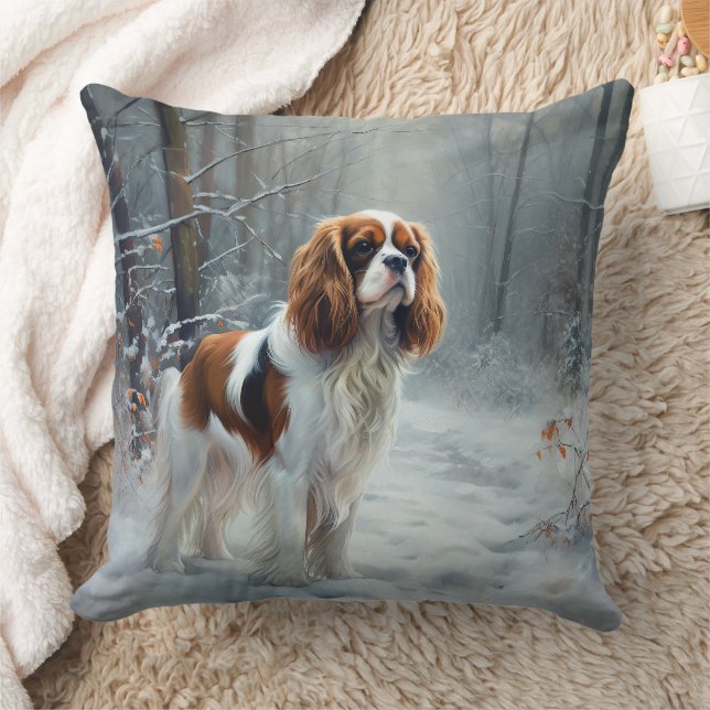 Cavalier King Låt Det Snöa Jul Borstad Kudde (Filt)