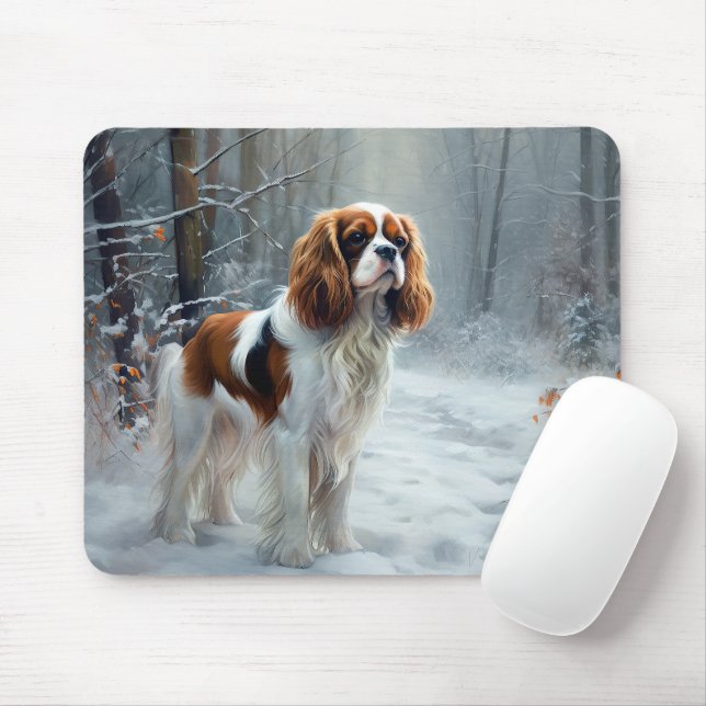 Cavalier King Låt Det Snöa Jul Borstad  Musmatta (Med mus)