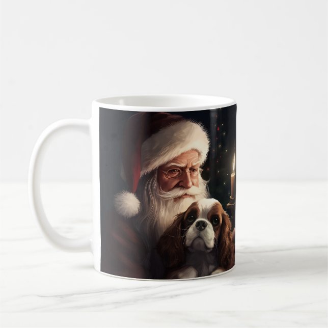 Cavalier King Med Tomte Jul Kaffemugg (Vänster)