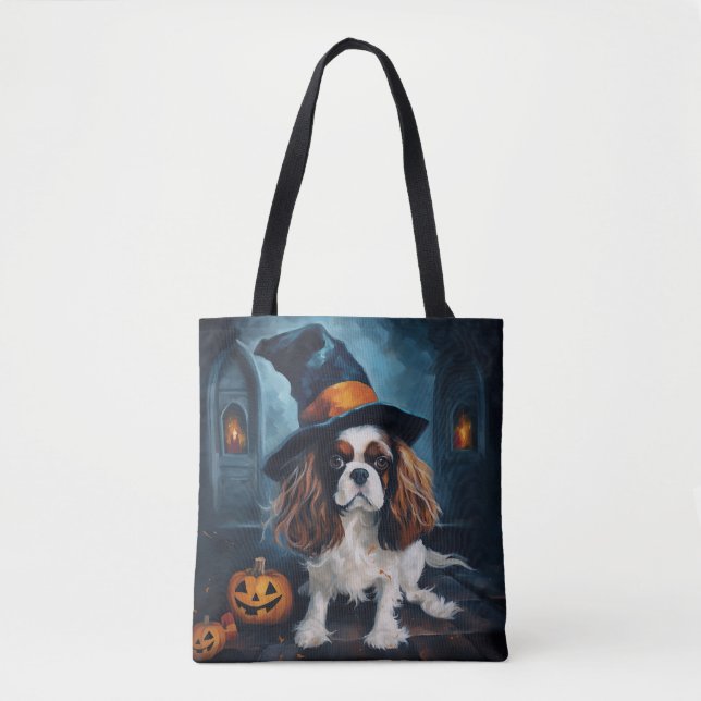 Cavalier King Pumpa Halloween Skräckinjagande Tygkasse (Framsida)