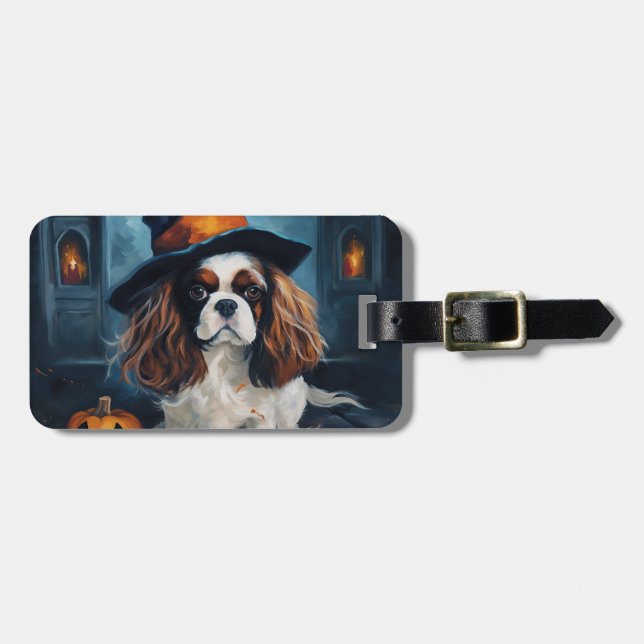Cavalier King Pumpak Halloween Skräckinjagande Bagagebricka (Horisontell Framsida)