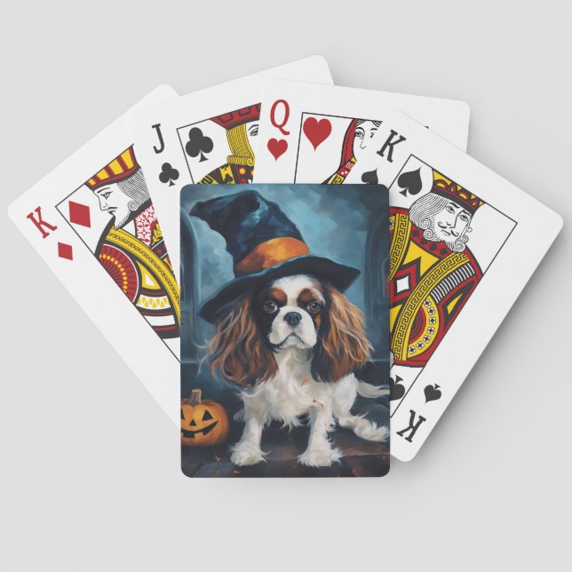 Cavalier King Pumpak Halloween Skräckinjagande Casinokort (Baksidan)