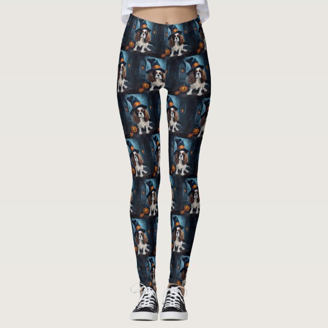Cavalier King Pumpak Halloween Skräckinjagande Leggings (Framsida)