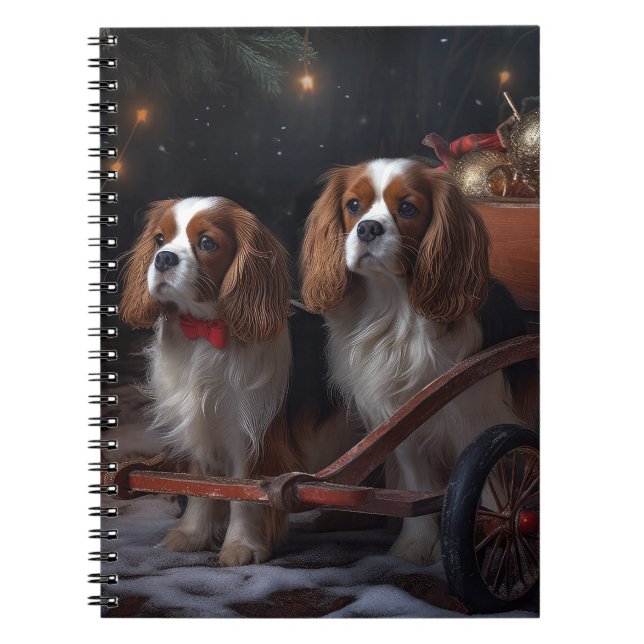 Cavalier King Snöig släde juldekoration   Anteckningsbok (Framsidan)