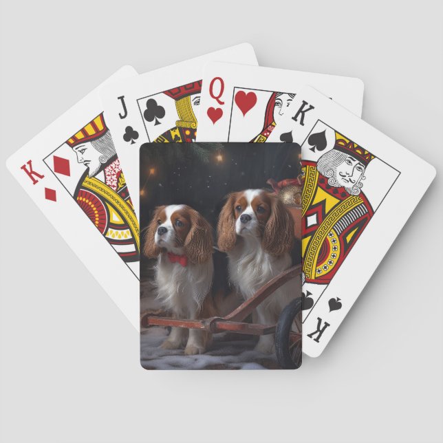 Cavalier King Snöig släde juldekoration   Casinokort (Baksidan)