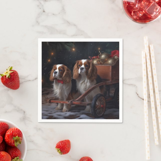 Cavalier King Snöig släde juldekoration   Pappersservett (Insitu)