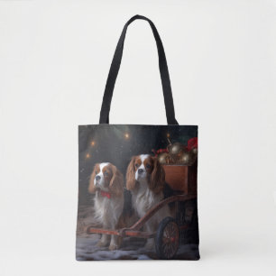 Cavalier King Snöig släde Juldekoration Tygkasse