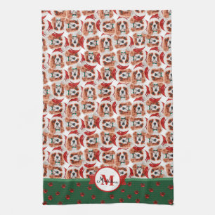 Cavalier King Spaniel Monogram Jul Hund Kökshandduk