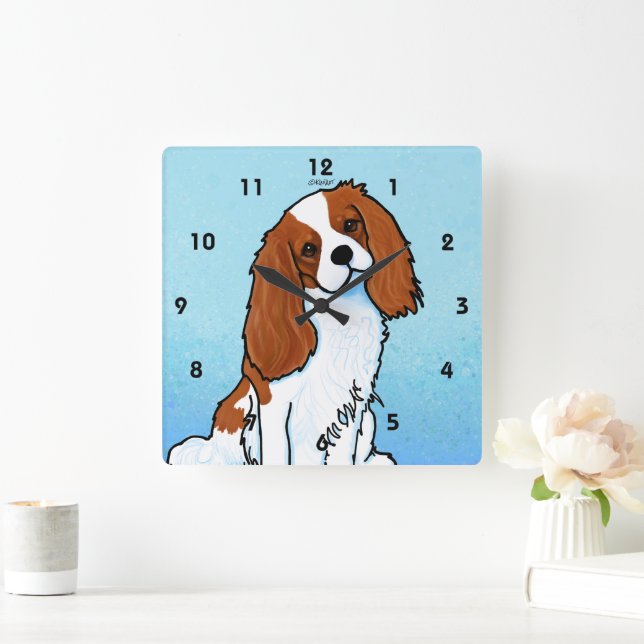 Cavalier Kung Charles Acrylic Wall Clock Fyrkantig Klocka (Hem)