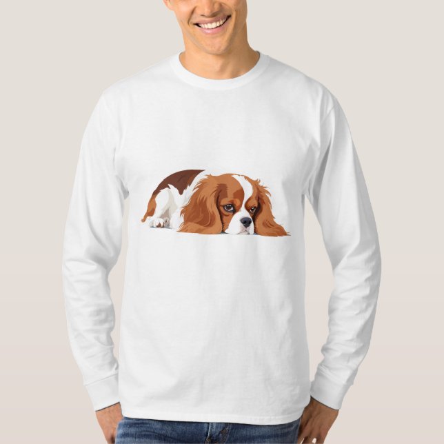 Cavalier Kung Charles Adsible Animal Sleeping Roli T Shirt (Framsida)