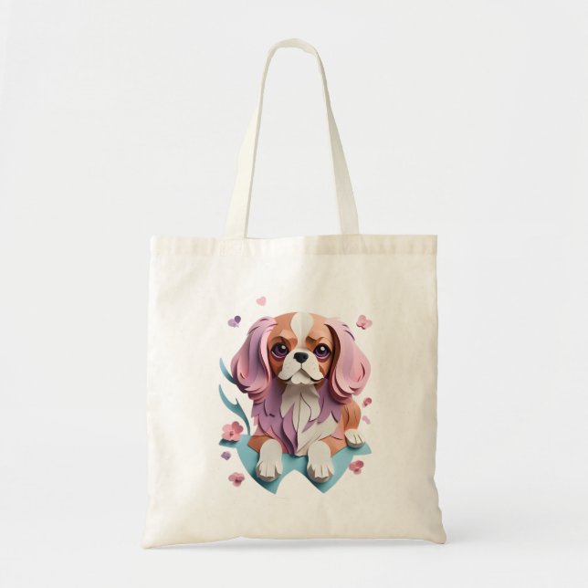 Cavalier Kung Charles Flowers Papper Art Tygkasse (Framsidan)
