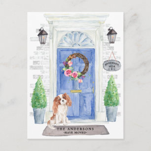 Cavalier Kung Charles Flytta Announcement Postcard Vykort