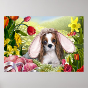 Cavalier Kung Charles Glad påsk Art Poster