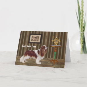 Cavalier Kung Charles Hund Art Photo Card Kort