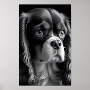 Cavalier Kung Charles Hund Cute Pet Porträtt Poste Poster