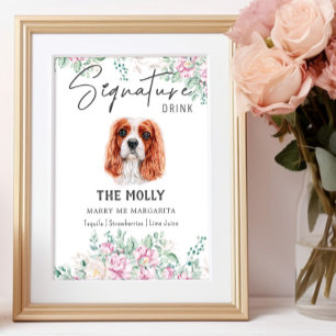 Cavalier Kung Charles Hund Namnteckning Drink-teck Poster