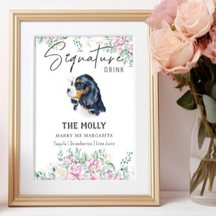 Cavalier Kung Charles Hund Namnteckning Drink-teck Poster