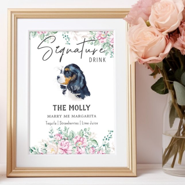 Cavalier Kung Charles Hund Namnteckning Drink-teck Poster (Skapare uppladdad)