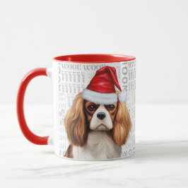 Cavalier Kung Charles Hund Santa on Woof Backgroun Mugg
