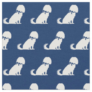 Cavalier Kung Charles Hund Silhouette Pet Navy Blu Tyg