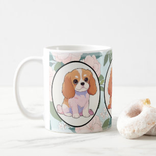 Cavalier Kung Charles klassisk blomma, bakgrund Kaffemugg