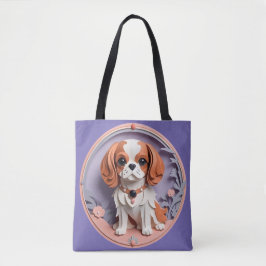 Cavalier Kung Charles Lila Pastel Papper Cining Tygkasse