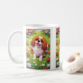 Cavalier Kung Charles Pastel blommor fält Kaffemugg