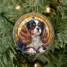 Cavalier Kung Charles Pastel Golden Stached Glass