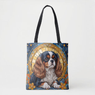 Cavalier Kung Charles Pastel Golden Stached Glass Tygkasse