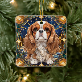 Cavalier Kung Charles Pastel Guld Glass Julgransprydnad Keramik