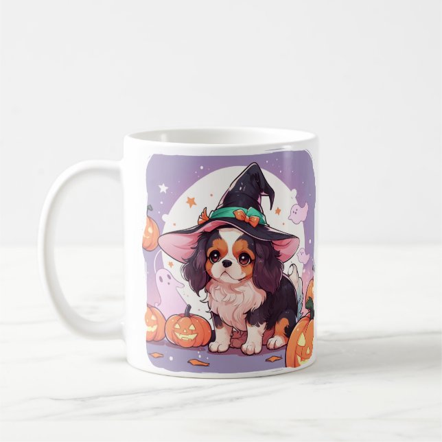 Cavalier Kung Charles pastel häxhalloween Kaffemugg (Vänster)