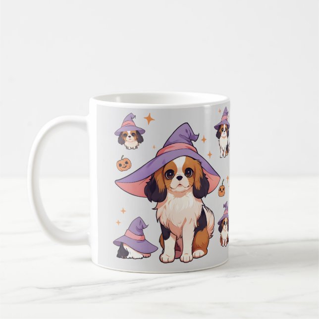 Cavalier Kung Charles pastel häxhalloween Kaffemugg (Vänster)