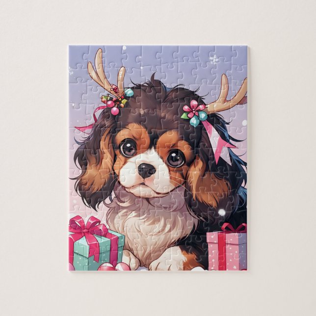 Cavalier Kung Charles Pastel Julklapp Pussel (Vertikal)