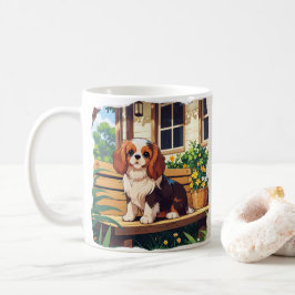 Cavalier Kung Charles Pastel med blommor Kaffemugg