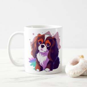 Cavalier Kung Charles Pastel mer Stänk Färg Kaffemugg